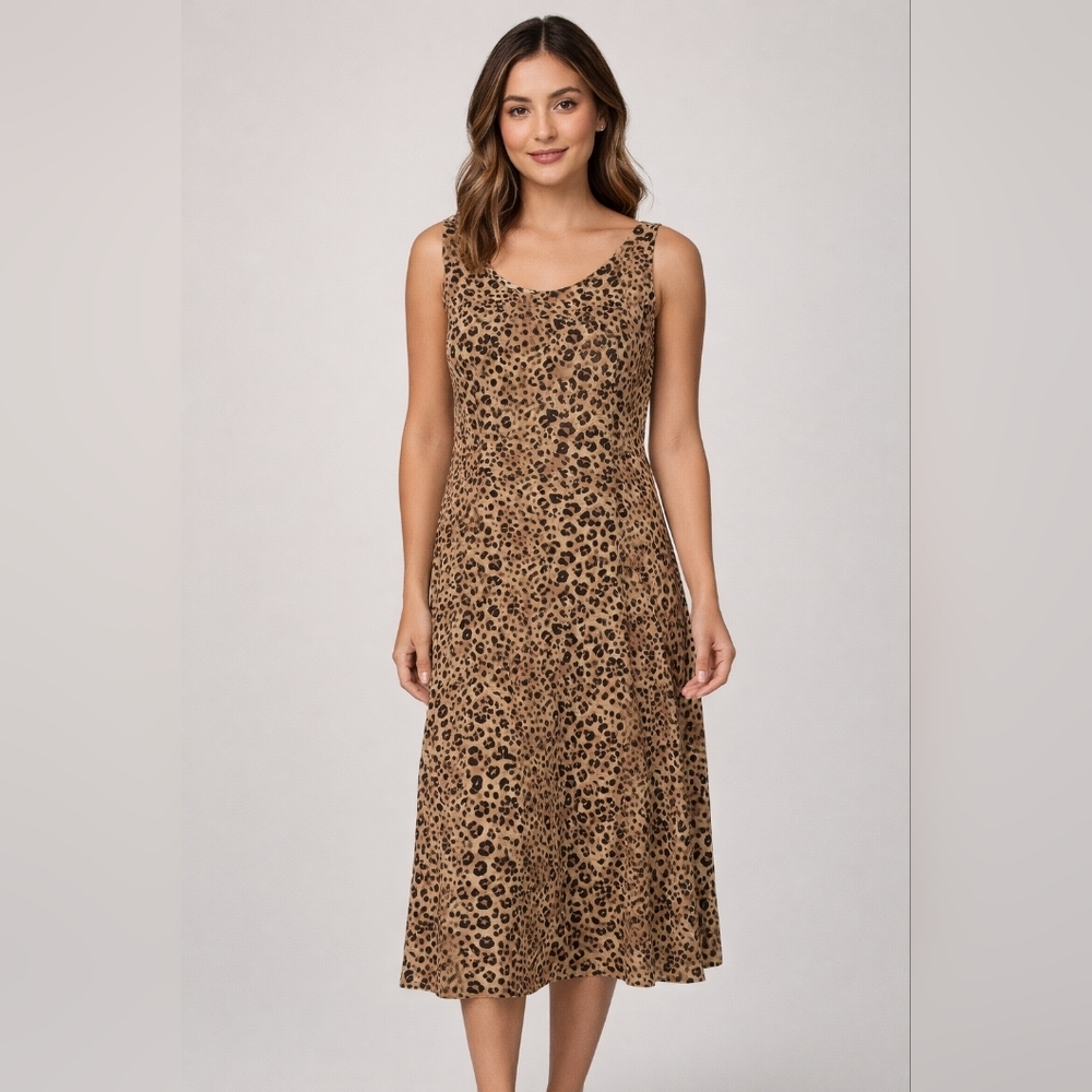 Chic Leopard Print Midi Dress